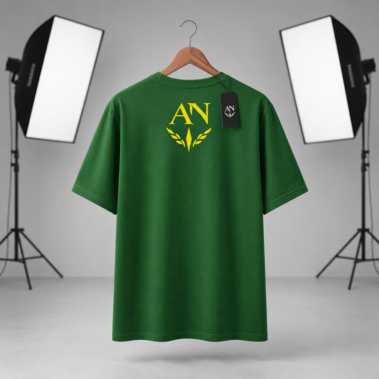 AN Stay Humble Premium Oversized Green T-Shirt – Cotton Crew Neck for Men