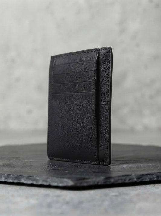 AN Premium Genuine Leather Card Holder Wallet for Men – Black | Slim RFID Style