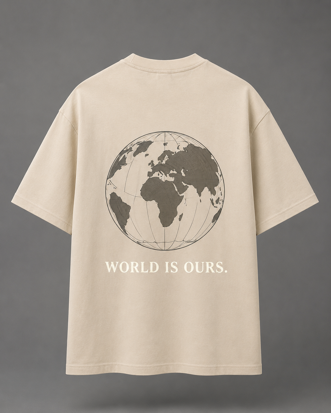 AN Premium Beige Oversized T-Shirt – Soft Cotton Crew Neck for Men