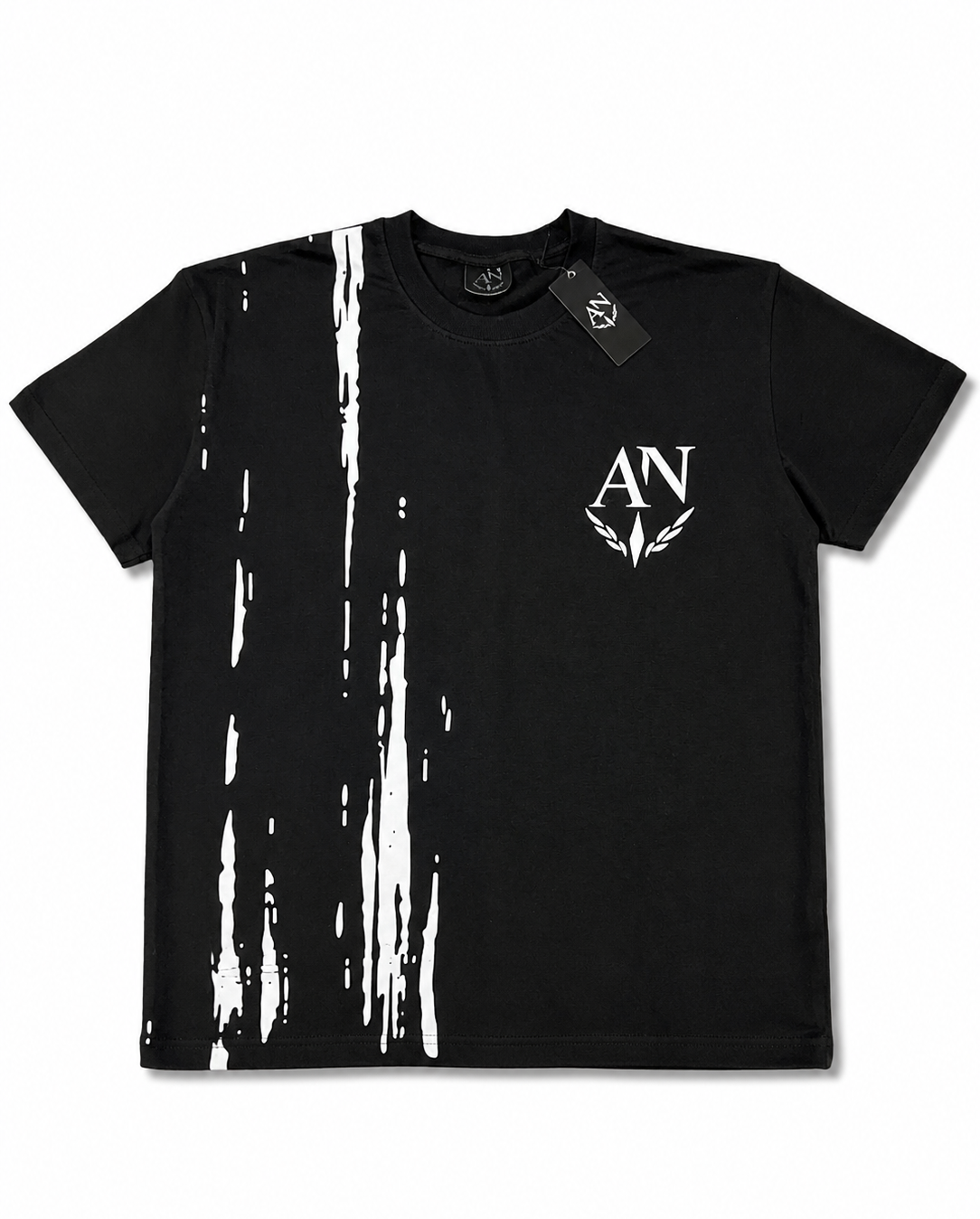 AN Premium Black Graphic Oversized T-Shirt – Cotton Crew Neck for Men