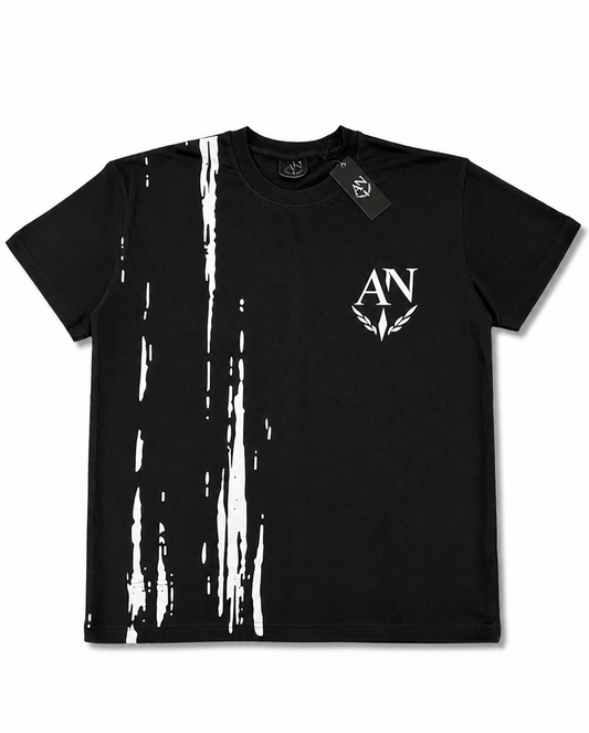 AN Premium Black Graphic Oversized T-Shirt – Cotton Crew Neck for Men