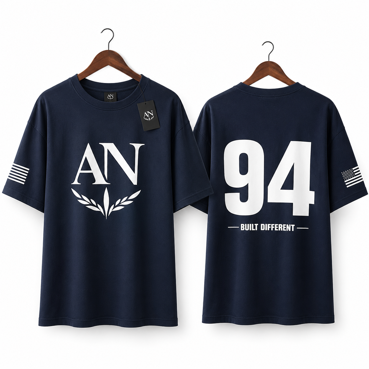 AN 94 Built Different Premium Navy Oversized T-Shirt – Cotton Crew Neck for Men