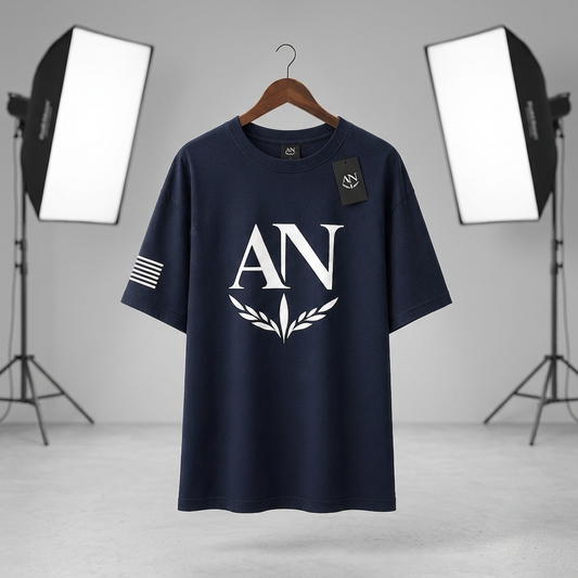 AN 94 Built Different Premium Navy Oversized T-Shirt – Cotton Crew Neck for Men